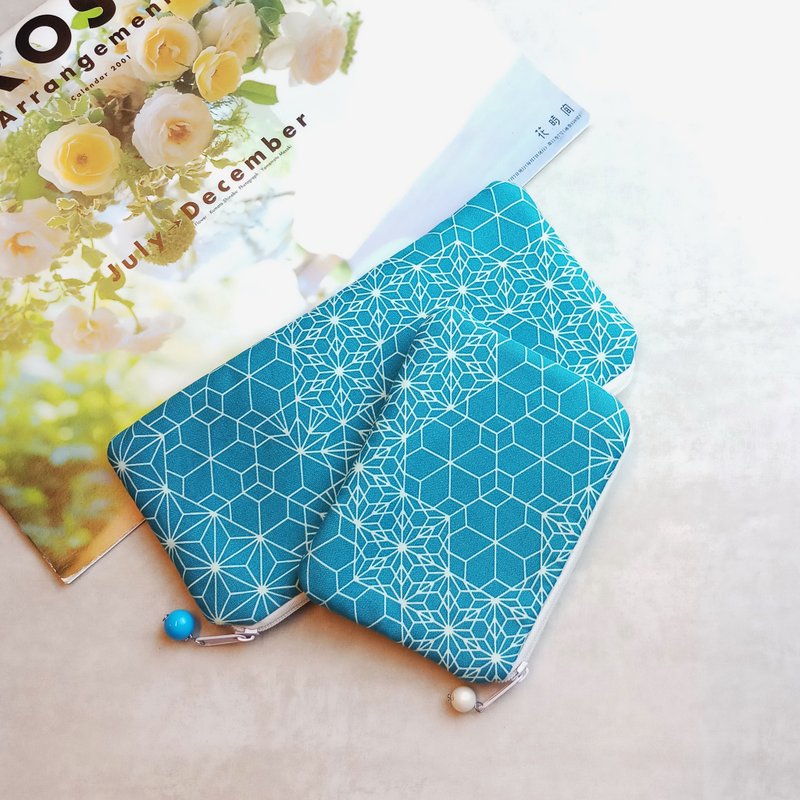 拉链包 散纸包 笔袋 化妆袋 收纳包两件套 (PS-015) - 化妆包/杂物包 - 棉．麻 蓝色