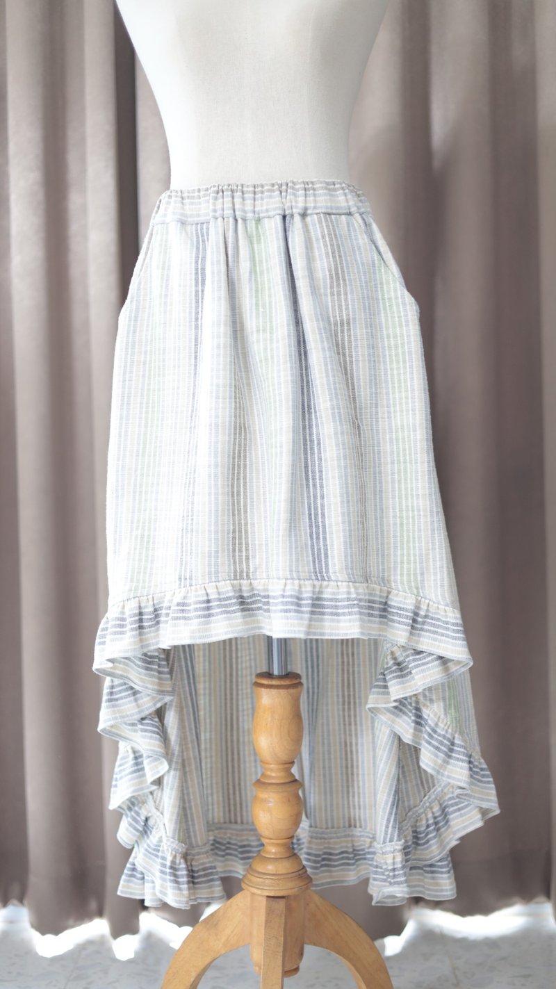 Loom & Leaf - 手捻棉手工编织美人鱼裙 - 裙子 - 棉．麻 绿色