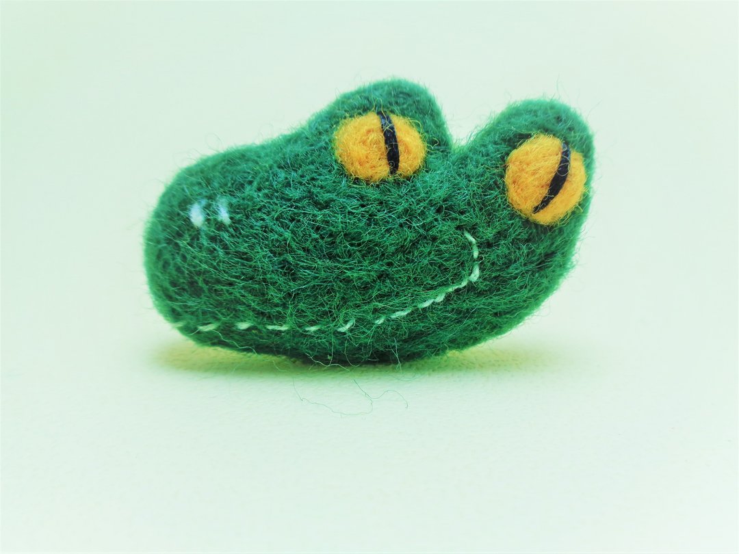 Alligator 小鳄鱼羊毛毡胸针 - 胸针 - 羊毛 绿色