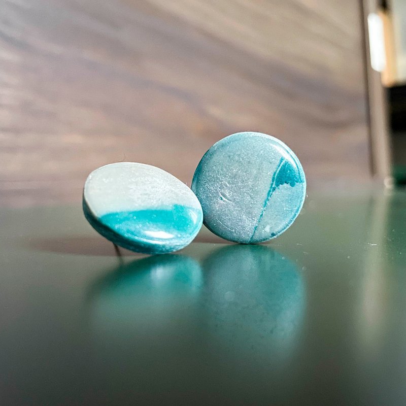 浑浊绿松石耳环 - 耳环/耳夹 - 其他材质 多色