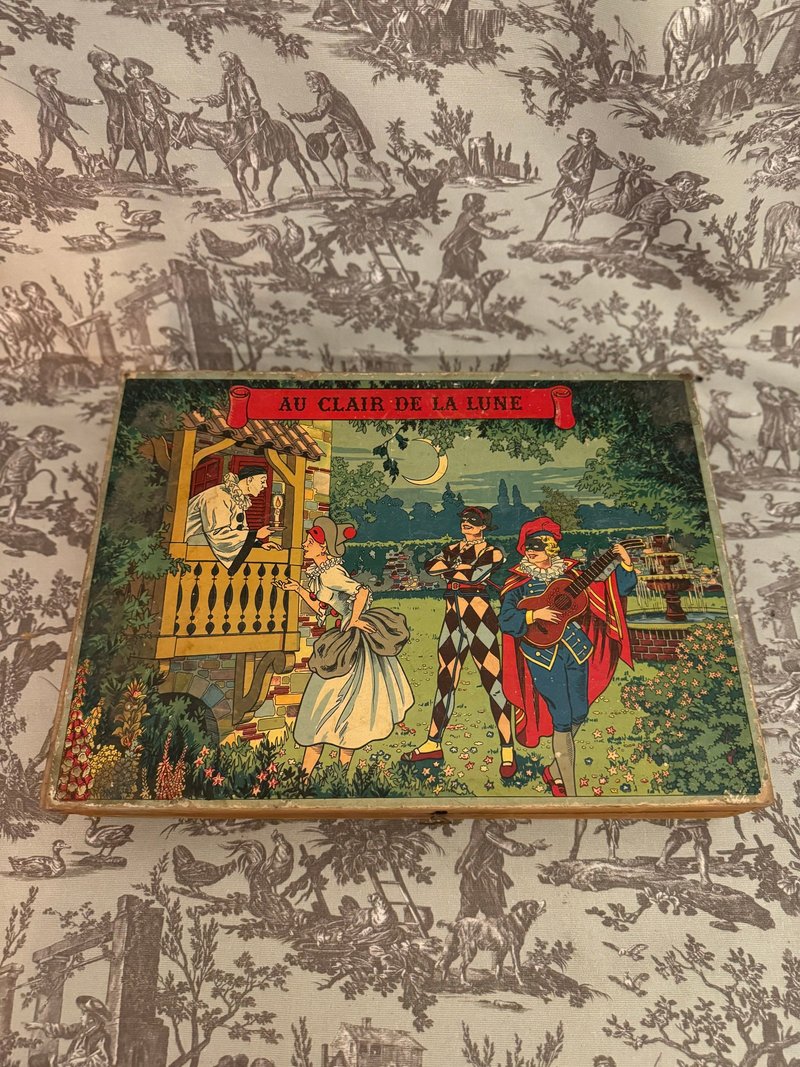 40110-法国1920 年古董儿童木块拼图 - 电视柜 - 木头 