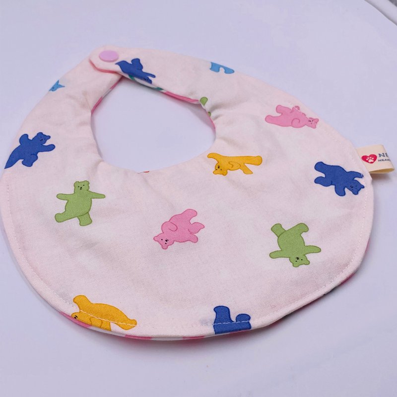 迷你小熊软糖围兜 二重纱 口水巾 设计款 弥月礼 - 围嘴/口水巾 - 棉．麻 黄色