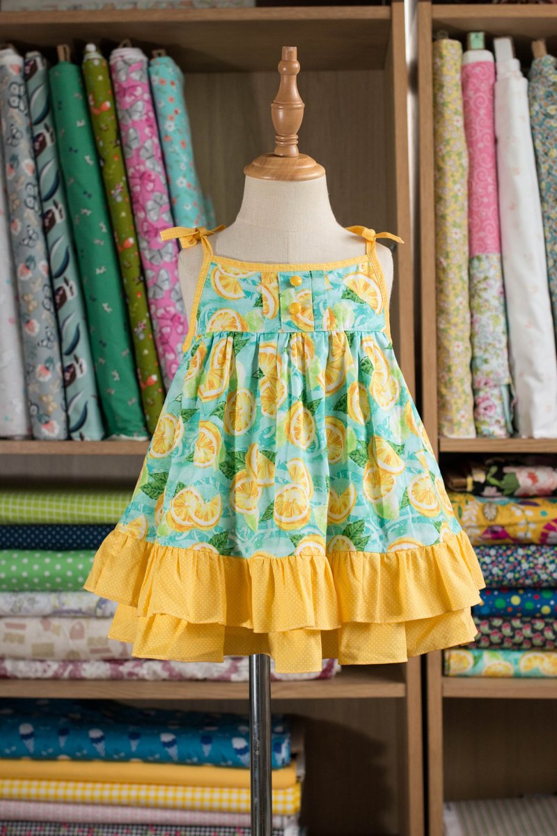简衣橱 | 夏装 |夏日柠檬吊带裙 - 童装裙 - 棉．麻 黄色