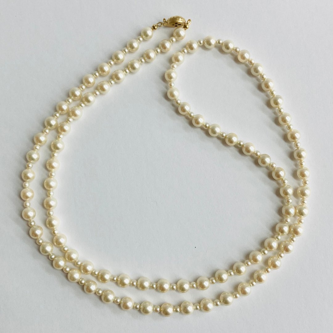 贝珍珠设计歌剧院式项链 / 约6mm 约80cm / 奶白双色 / G / made in japan - 项链 - 贝壳 金色