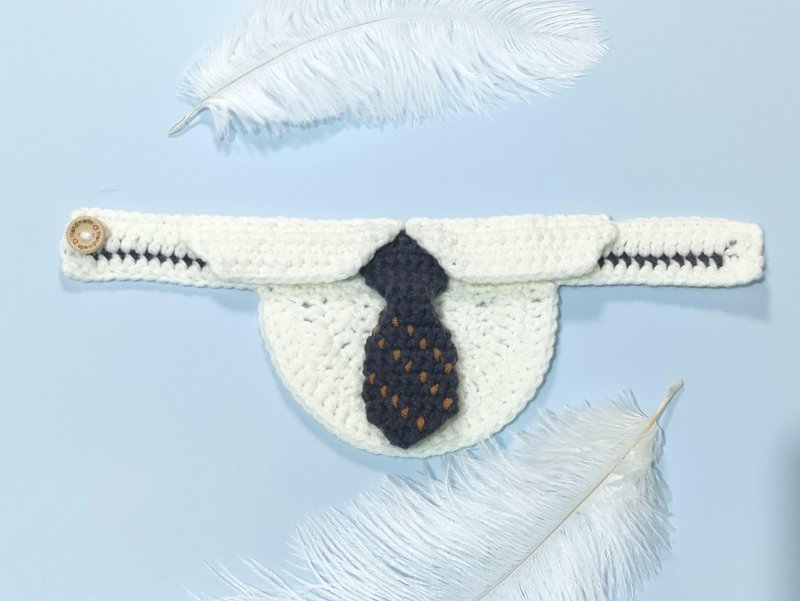 【型仔CEO领呔-灰色】手制宠物颈带/颈圈 - 针织 - 项圈/牵绳 - 棉．麻 多色