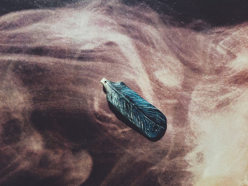 木刻手绘坠饰 - 羽毛 - 其他 - 木头 黑色