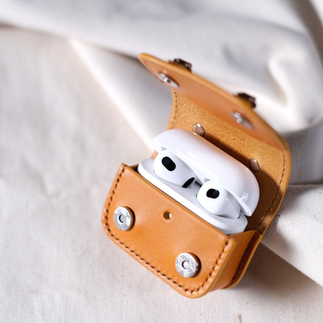 Airpods 3rd generation Case_custom order - 耳机收纳 - 真皮 金色