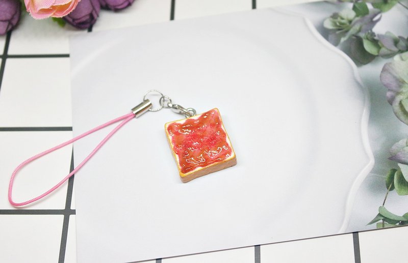 =>黏土系列-草莓厚片-吊饰  #可以更改成钥匙圈 =>限量*1 - 吊饰 - 粘土 粉红色