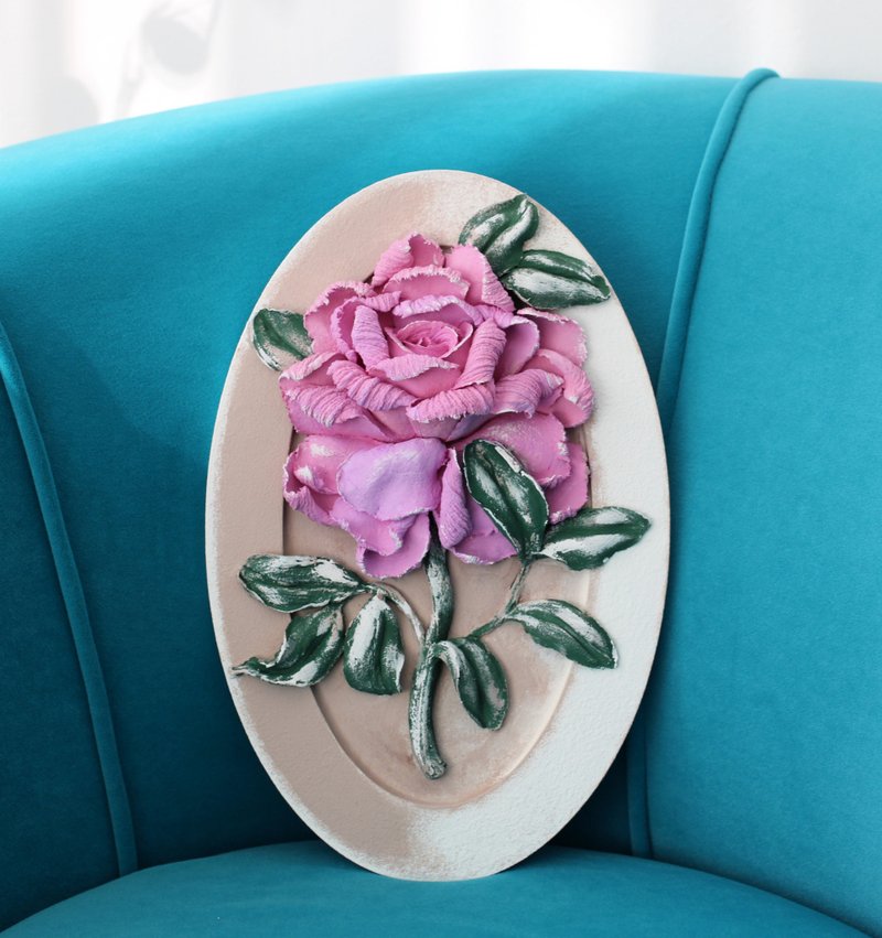 Rose, wall decor, sculpture painting, flower gift idea. - 墙贴/壁贴 - 其他材质 