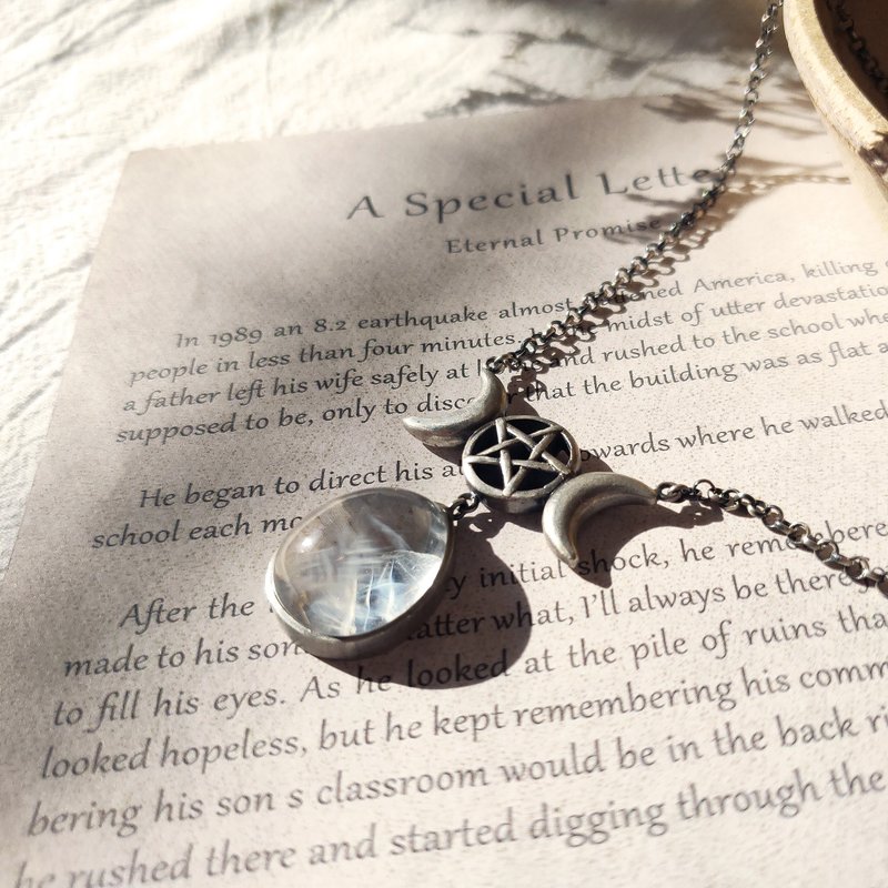 三相女神II 925银重工蓝针水晶双面复古项链 独家手工制作 - 项链 - 水晶 银色