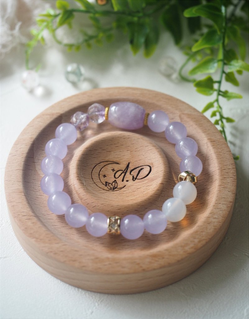 薰衣草紫水晶 紫兔毛鑚切 紫玉髓 白玉髓 水晶设计款 手链 - 手链/手环 - 水晶 