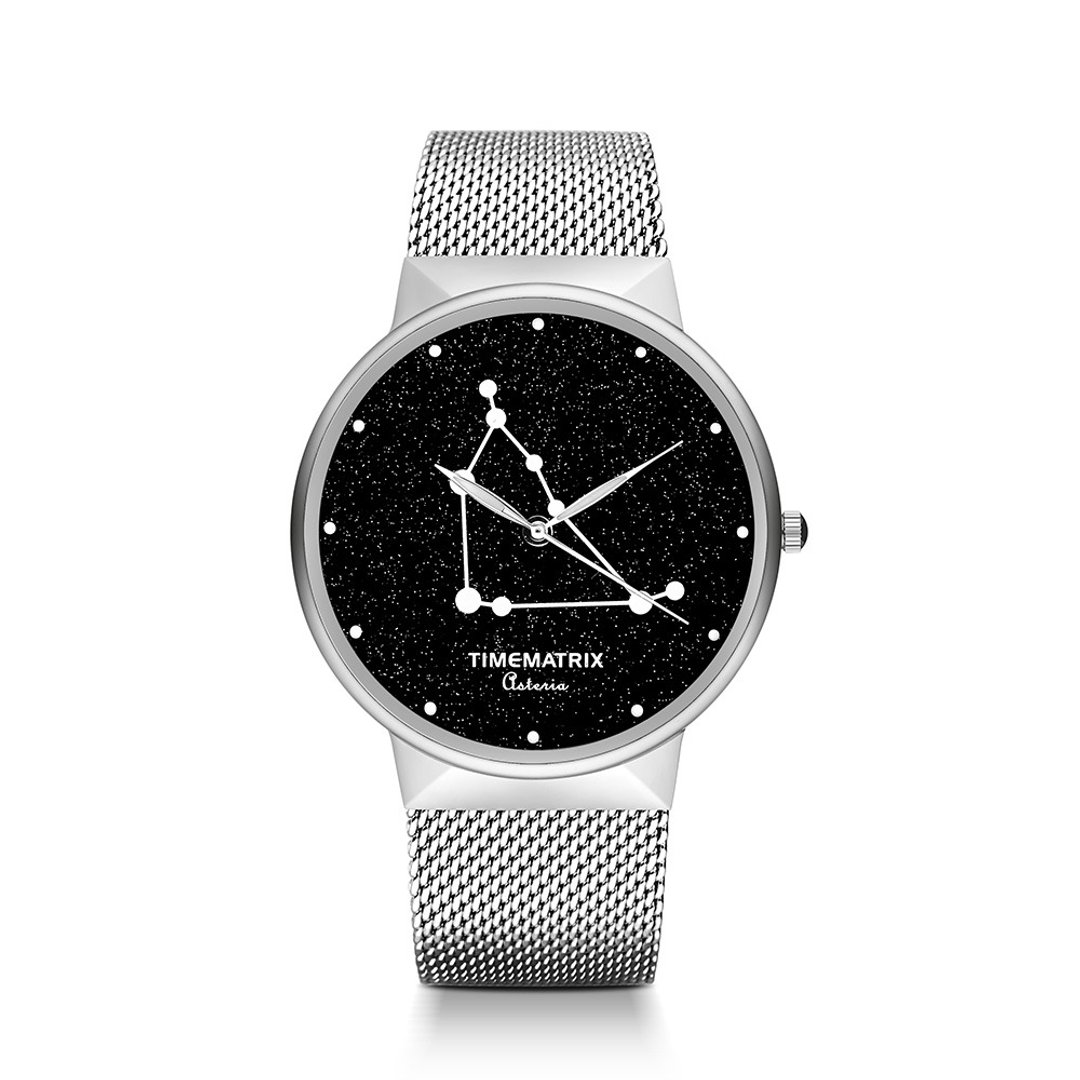 【丹麦星彩宝石】摩羯座 Time Matrix 星座创意时尚男女石英手表 - 男表/中性表 - 不锈钢 银色