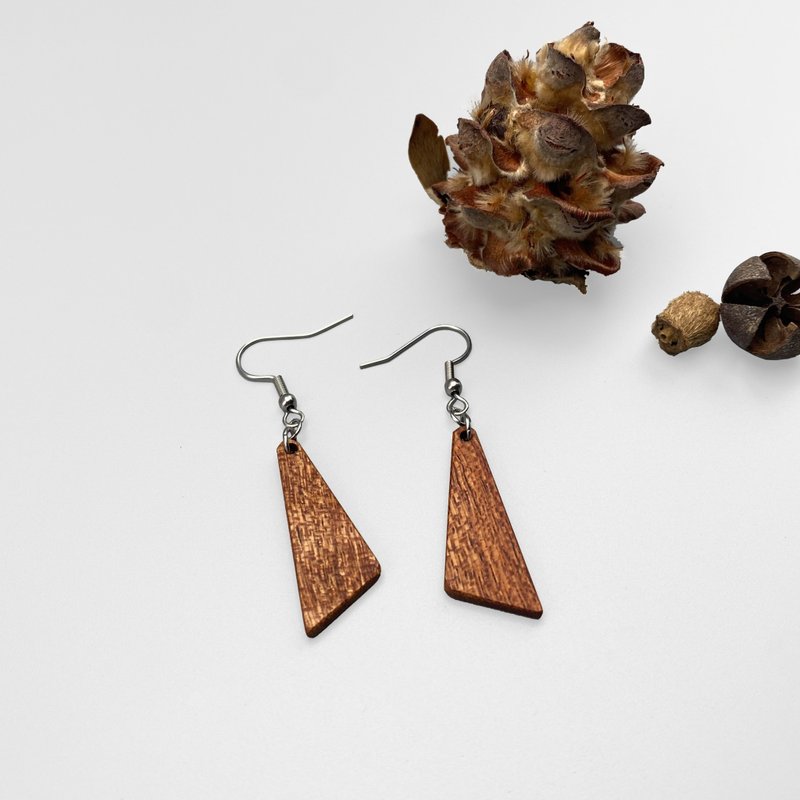 原木耳环 巴西花梨 手作 礼物 耳环 自然风 - 耳环/耳夹 - 木头 红色