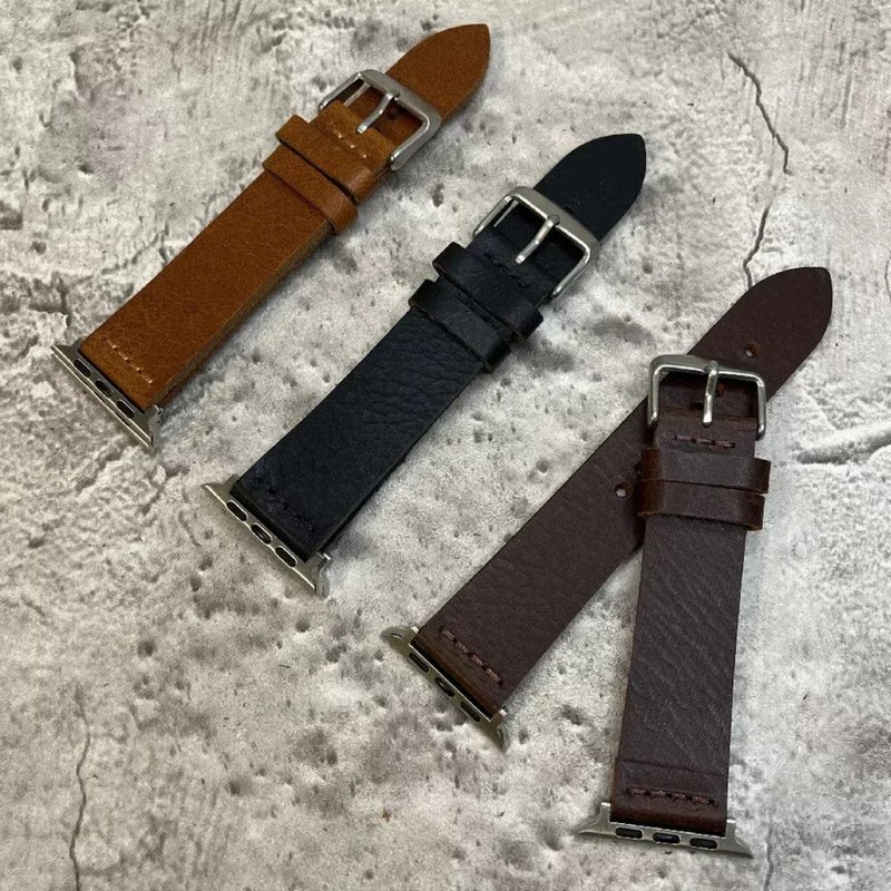 Apple Watch/Ultra 全系列可用 手工缝线 单层意大利牛皮表带 - 表带 - 真皮 绿色