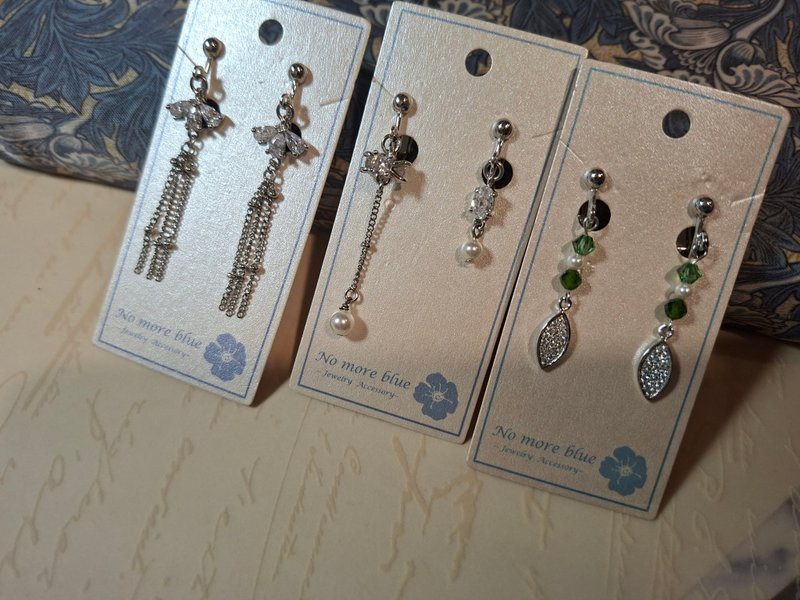 锆石耳环 - 耳环/耳夹 - 其他金属 紫色