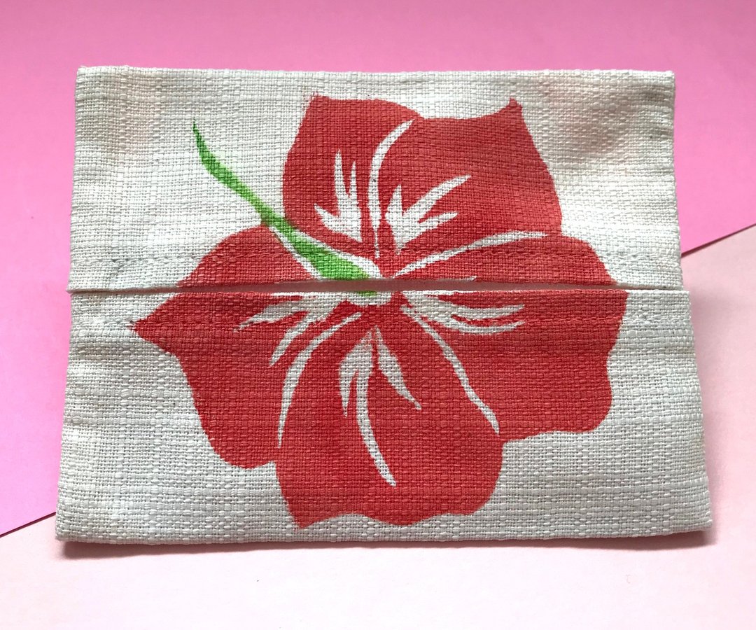 Hand-dyed Bingata (BINGATA) Pocket Tissue Case (Red) - 化妆包/杂物包 - 棉 红色