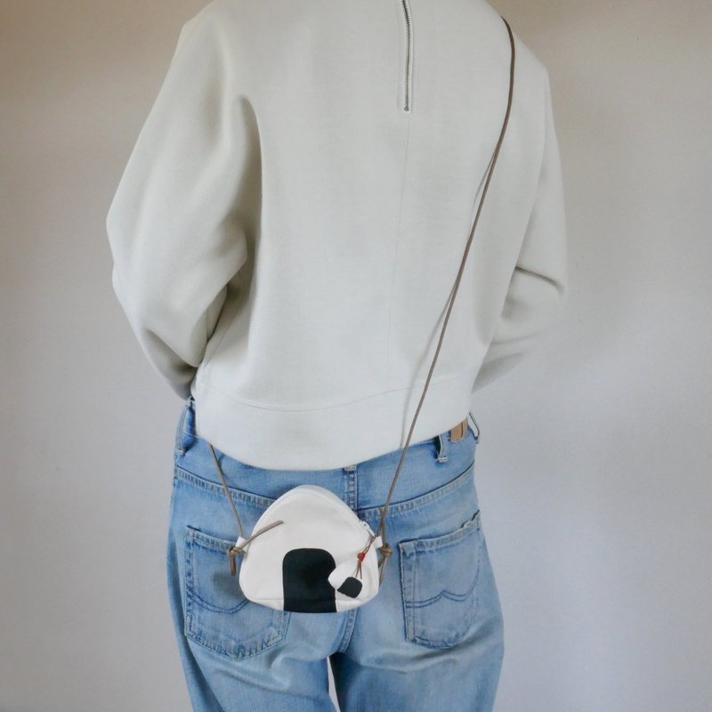 迷你饭团小包 拉链款 - 侧背包/斜挎包 - 棉．麻 白色