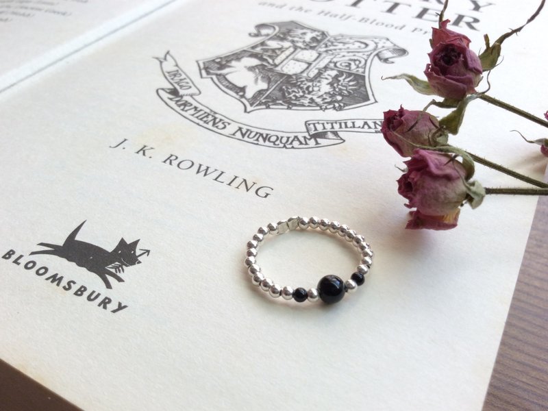 Ops Black agate silver ring-黑玛瑙/纯银/定制化/戒指 - 对戒 - 其他金属 黑色