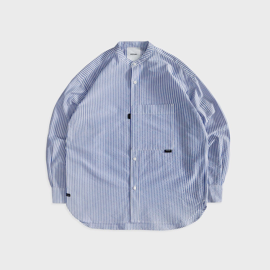DYCTEAM - Collarless shirt (blue) - 男装衬衫 - 其他材质 蓝色