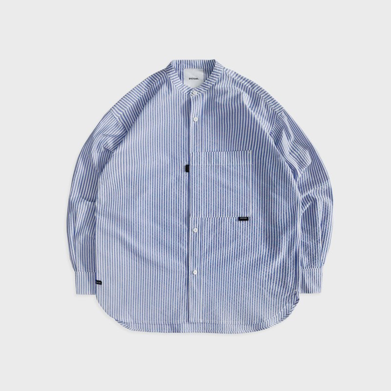 DYCTEAM - Collarless shirt (blue) - 男装衬衫 - 其他材质 蓝色
