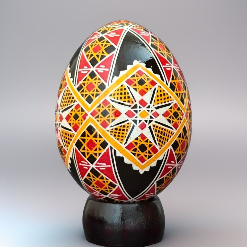 乌克兰复活节彩蛋 真鸡彩蛋 手绘蛋壳 胡特尔彩蛋 - 摆饰 - 其他材质 黑色