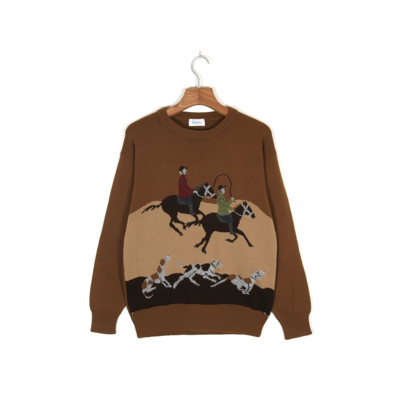 【蛋植物古着】骑马打猎去！古着毛衣 - 男装针织衫/毛衣 - 羊毛 咖啡色