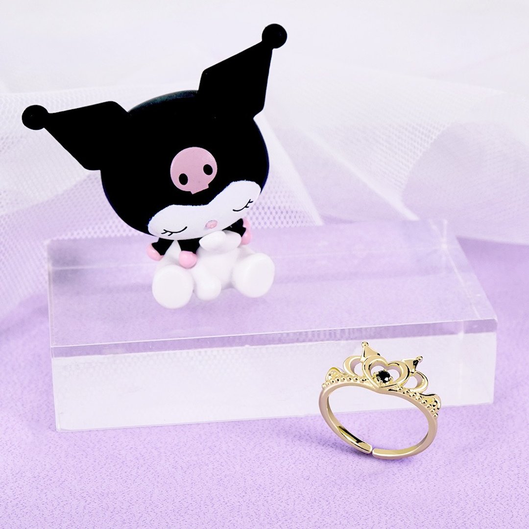 Kuromi20周年王国系列-皇冠酷洛米晶钻纯银戒指 - 戒指 - 其他金属 银色
