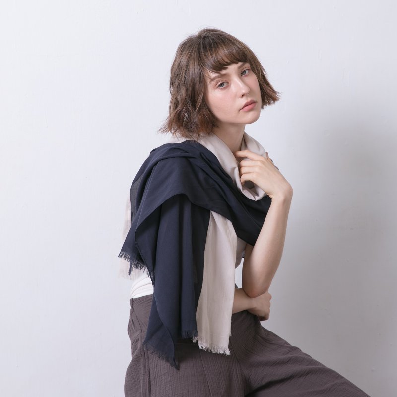 纯棉双色围巾 - 银河夜空 - 围巾/披肩 - 棉．麻 蓝色