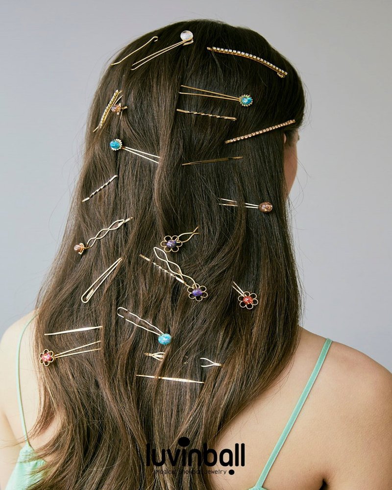 Flowery Snowball Hairpin Set - 发饰 - 玻璃 