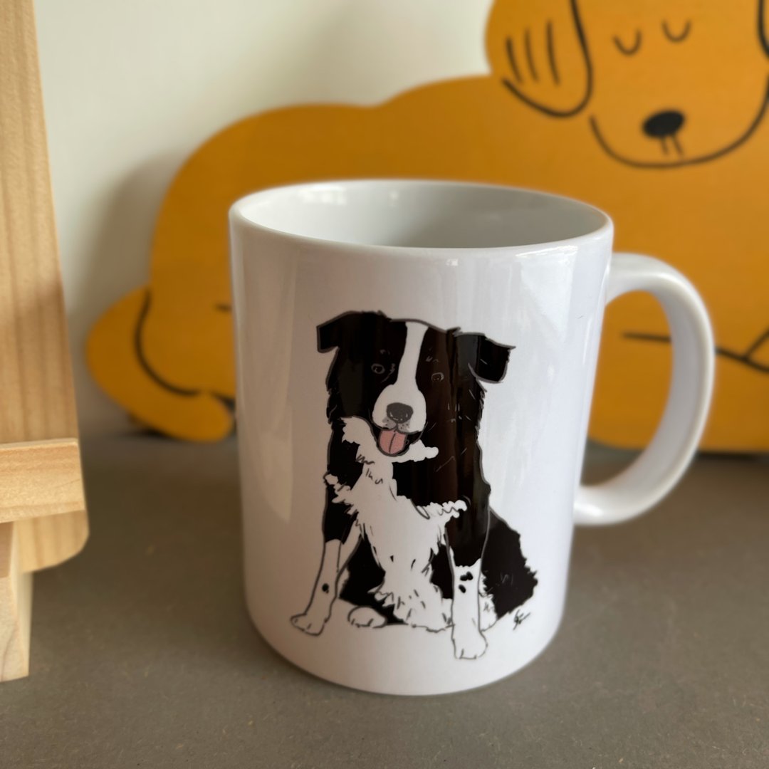 边境牧羊犬陶瓷马克杯-可加购定制名字  礼物 - 咖啡杯/马克杯 - 陶 黑色