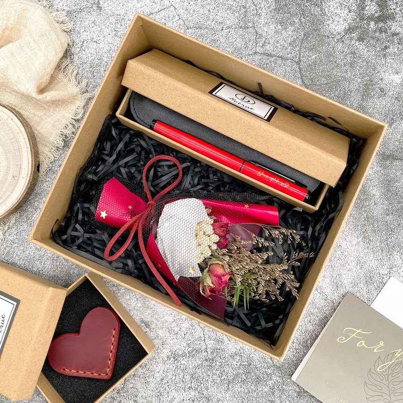 【快速定制_结婚礼物】赠刻字_品初_心花盛开钢笔礼盒+永生花 - 钢笔 - 铜/黄铜 红色