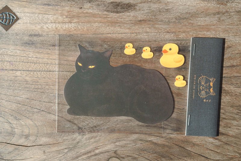 黑猫最幽默了//黑猫与黄色小鸭生活里处处是猫。韩国艺术家创作 - 贴纸 - 纸 