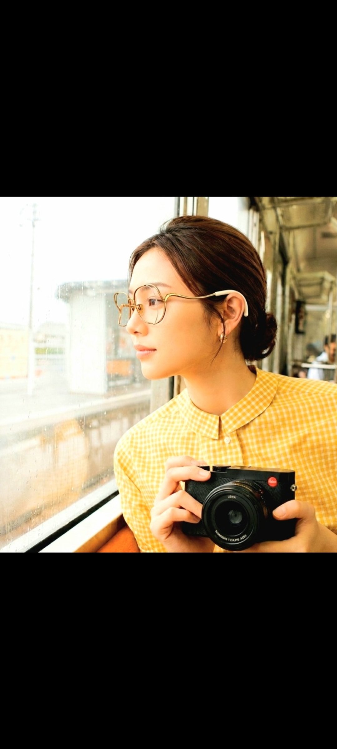 日本 Nikon 尼康光学出品 镶嵌淡橘珐琅烤漆 大框耳勾式古董眼镜 - 眼镜/眼镜框 - 其他材质 金色