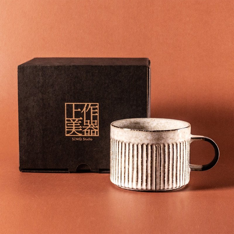 直纹马克杯250ml(一次烧) - 咖啡杯/马克杯 - 陶 