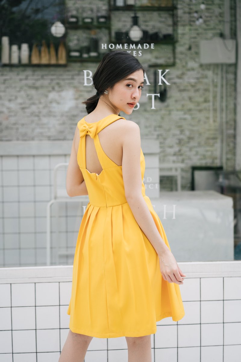 Party Dress Yellow Mustard Dress Backless Dress Vintage Retro -Many color choice - 洋装/连衣裙 - 聚酯纤维 橘色