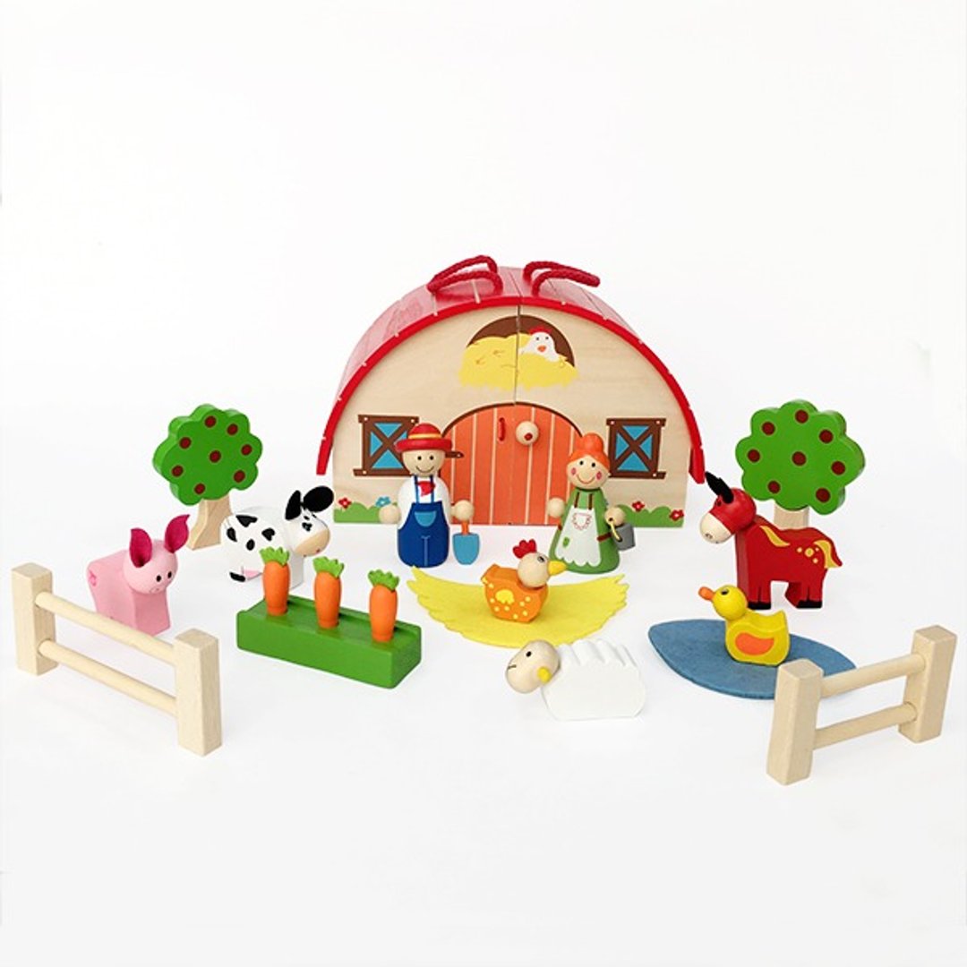 【展示福利品-双语学校使用教具】LOVE FAMILY爱的农庄手提故事屋 - 玩具/玩偶 - 木头 