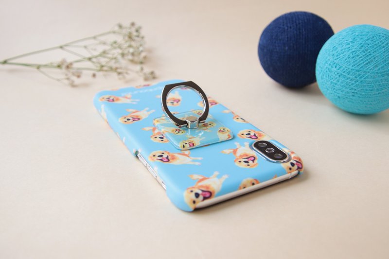 金毛寻回犬 黄金猎犬 小狗 指环扣 手机支架 - 手机座/防尘塞 - 压克力 蓝色