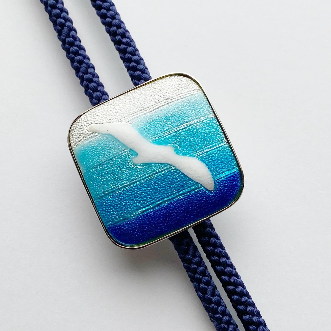 Seagull [Sky Blue] Cloisonne loop tie, pure silver foil cloisonne - 领带/领带夹 - 其他材质 蓝色