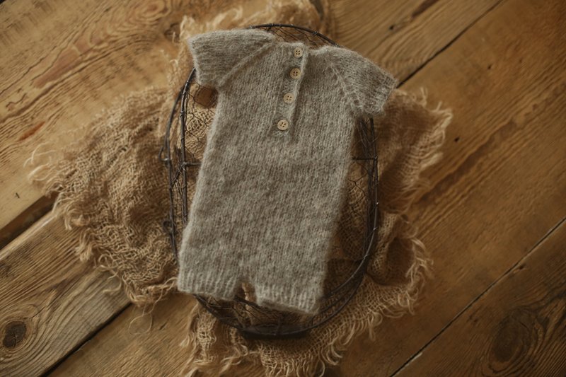 Newborn alpaca romper, baby onesie, newborn photo props, - 婴儿饰品 - 羊毛 粉红色