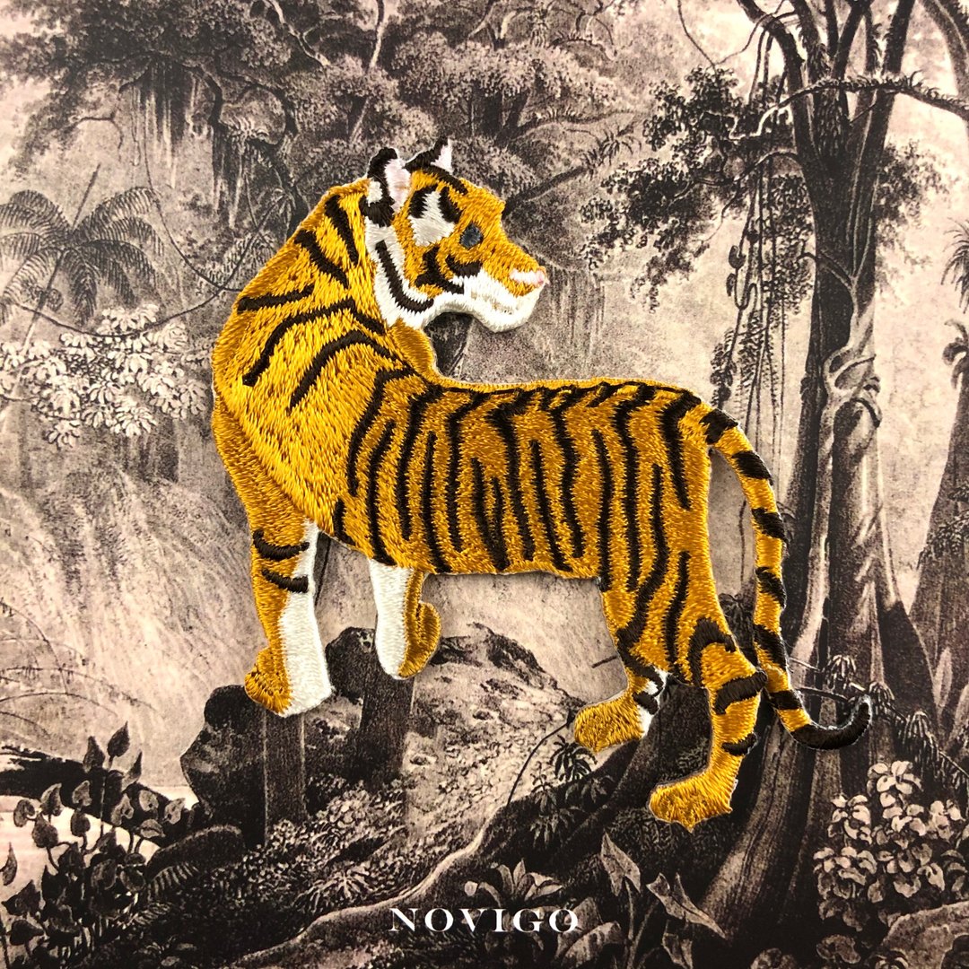 Novigo 已灭绝动物熨烫刺绣 / 爪哇虎 - 徽章/别针 - 绣线 橘色