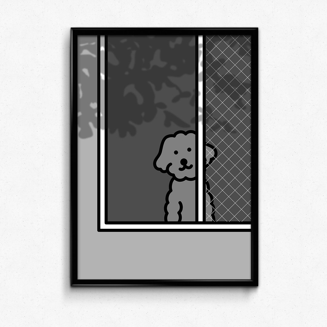 Cafe and Hof illustration A3 size poster (8type) - 墙贴/壁贴 - 纸 灰色