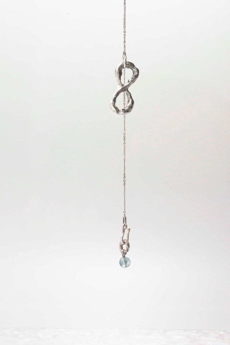 连绵水纹 | 自然探险 // 磷灰石天然石纯银项链//原创银饰 - 项链 - 宝石 银色