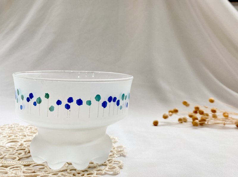 【好日恋物】台湾透明玻璃磨砂点点缤纷冰淇淋甜点杯点心杯高脚杯 - 玻璃杯 - 玻璃 白色