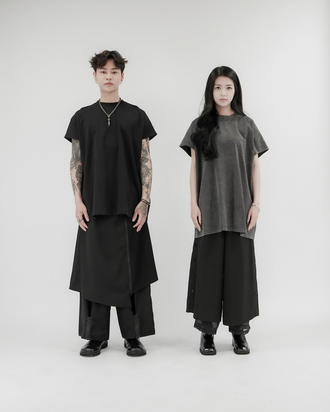 MUKK DESIGN 微立领半袖重磅上衣 - 黑 - 男装上衣/T 恤 - 聚酯纤维 黑色