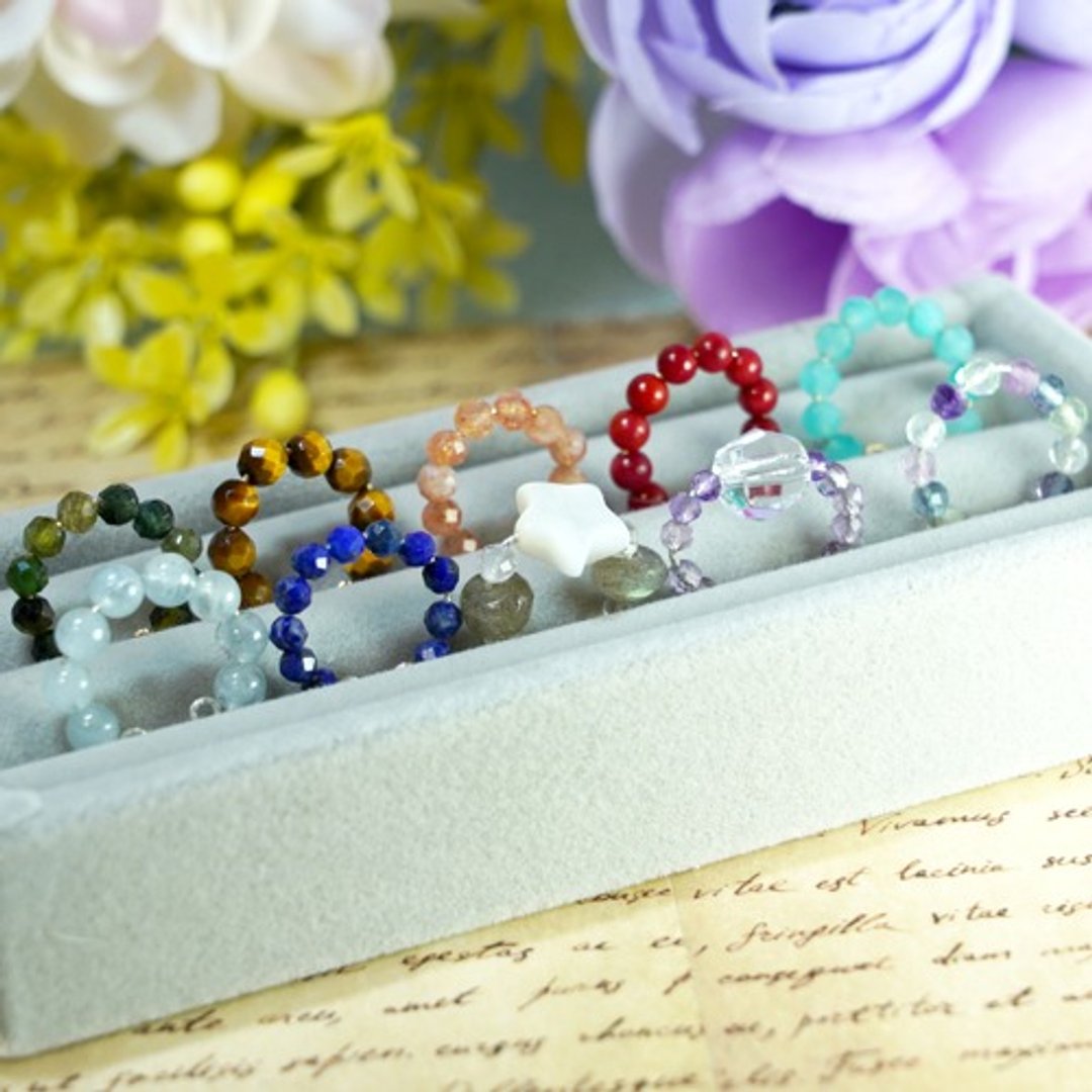 Selectable natural stone amulet ear cuff 14Kgf or Silver925 customizable gift - 耳环/耳夹 - 宝石 