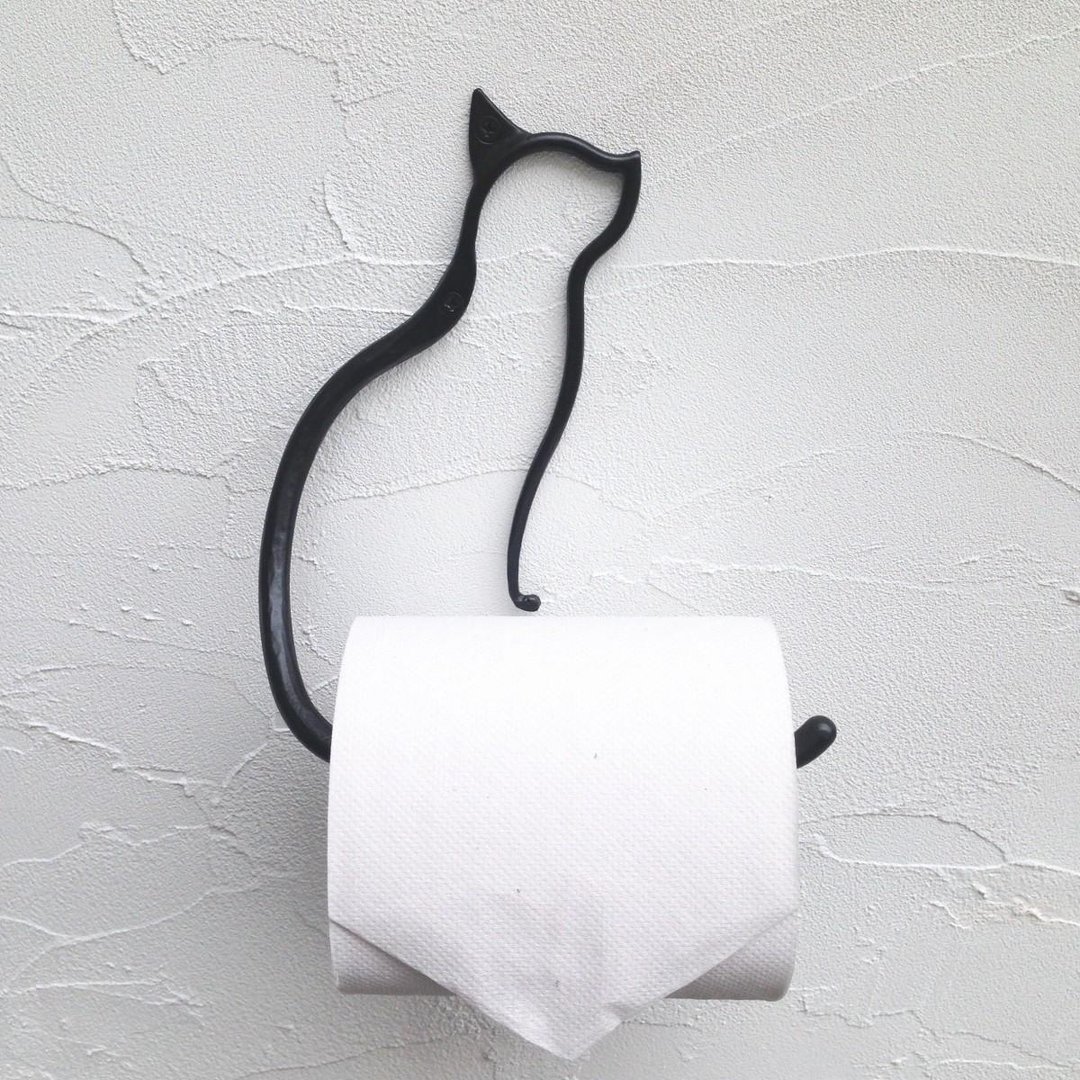 Black Cat Toilet Paper Holder - 卫浴用品 - 其他金属 黑色