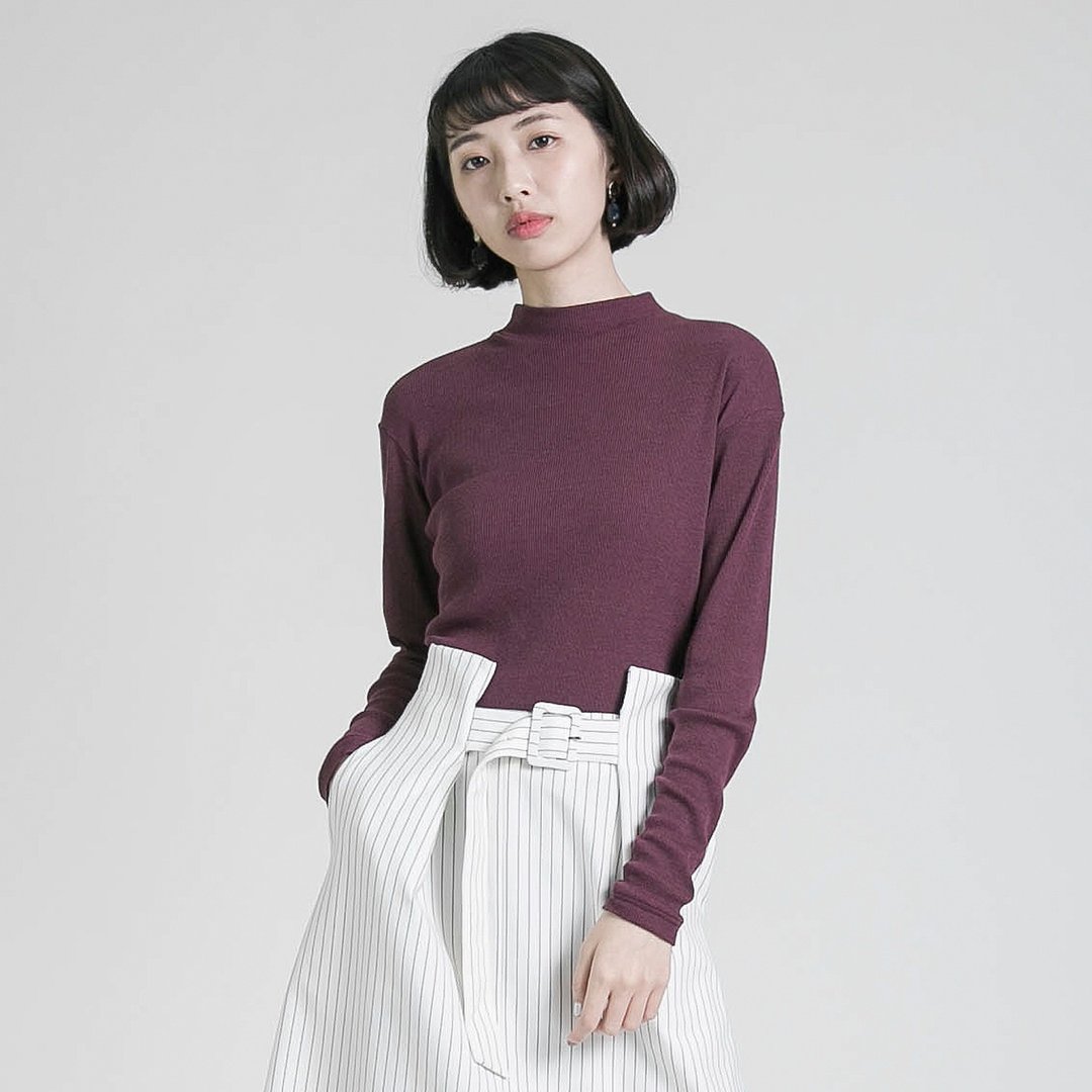 Charming 嫣然高领上衣_8AF004_酒红 - 女装上衣 - 棉 红色