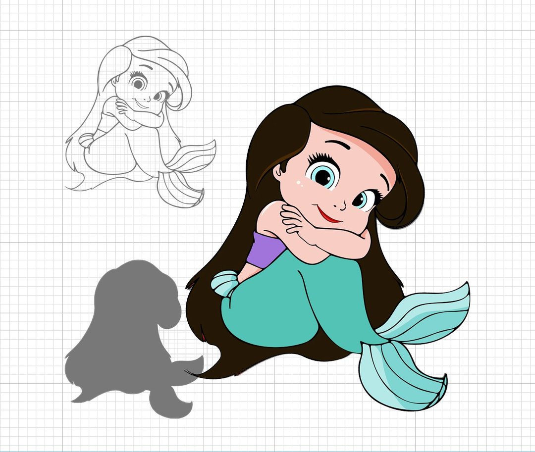 Baby Mermaid Svg cut file, Little Princess svg, Little Princess png - 电子手绘真人画像/绘画/插画 - 其他材质 