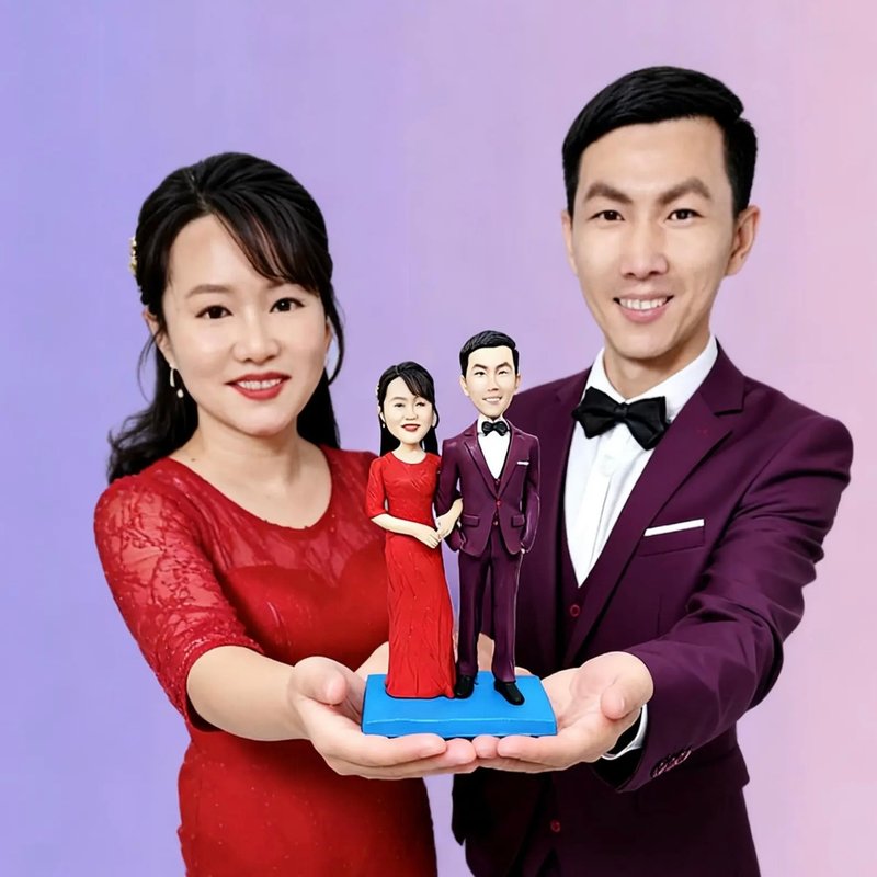 新婚 婚礼小物 结婚礼物订制 订制化 新郎新娘 人偶 公仔 似颜绘 - 玩偶/公仔 - 粘土 多色