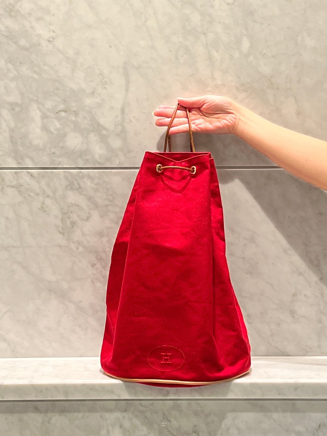 HERMES Vintage Backpack中古红色帆布金扣皮革肩带背包皮肩背袋 - 后背包/双肩包 - 其他材质 红色